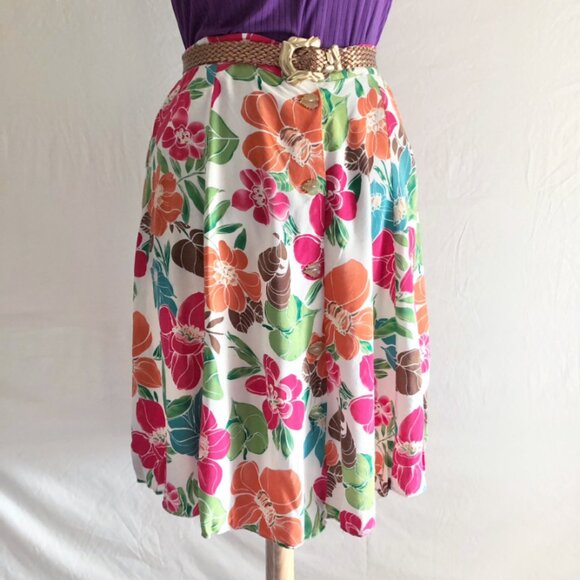 Vintage Floral Button Front Skirt Cottagecore - Picture 1 of 12